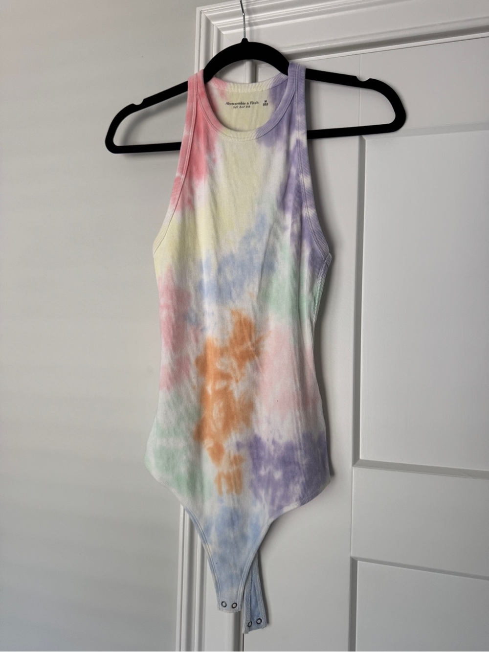Abercrombie & Fitch Pastel Tie-Dye Ribbed Bodysuit - Pink, Purple, Yellow
